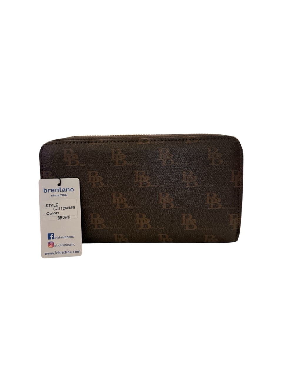 Brentano Brown Double Zip Around Wallet NWT